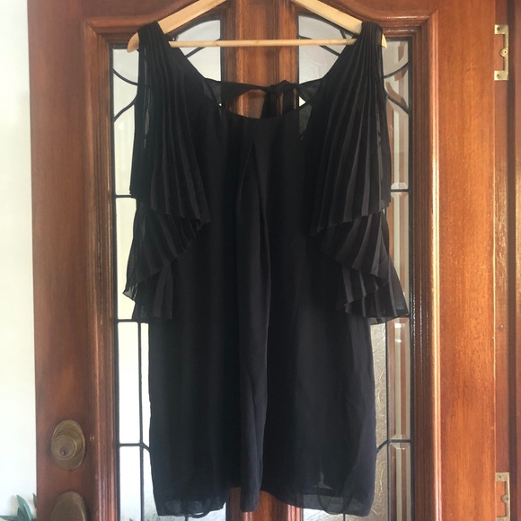 Forever New Size 12 Black Blouse Tunic Top Pleated - Picture 5 of 12